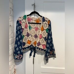 Free People crochet wrap top, size women’s large